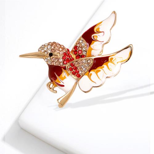 Zinc Alloy Brooches Bird plated for woman & enamel & with rhinestone Sold By PC