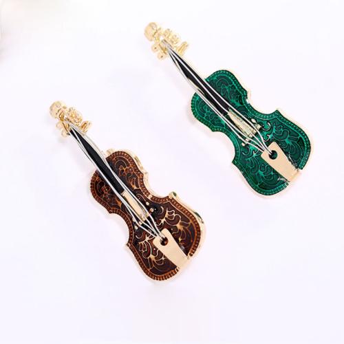 Broches de liga de zinco, Violino, banhado, para mulher & esmalte, Mais cores pare escolha, 55x20mm, vendido por PC