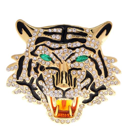 Tibetan Style Brooches, Tiger, plated, for woman & enamel & with rhinestone, more colors for choice, Sold By PC