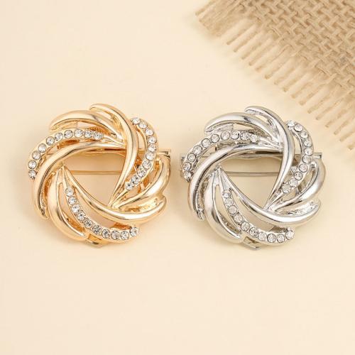 Tibetan Style Brooches, plated, for woman & with rhinestone, more colors for choice, 35mm, Sold By PC