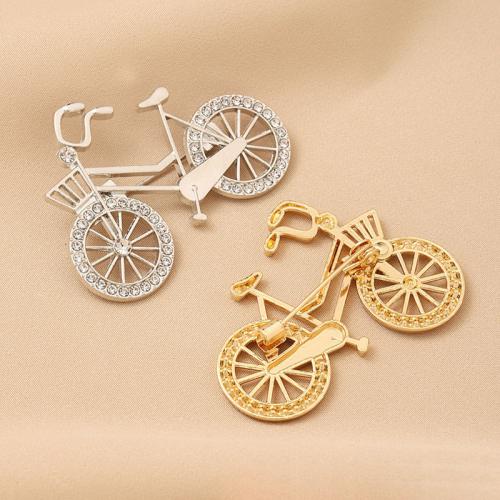 Tibetan Style Brooches, Bike, plated, for woman & with rhinestone, more colors for choice, 47x32mm, Sold By PC