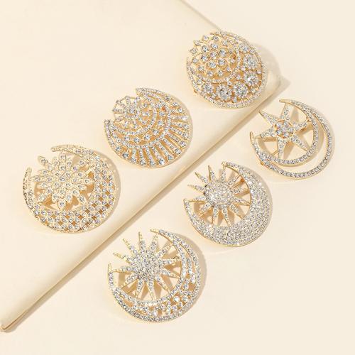 Tibetan Style Brooches, plated, different styles for choice & for woman & with rhinestone, golden, Sold By PC