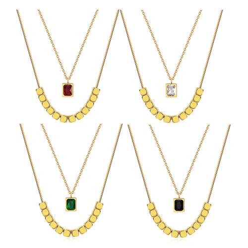 Collier d'acier titane, Placage, pavé de micro zircon & pour femme, plus de couleurs à choisir, Vendu par PC