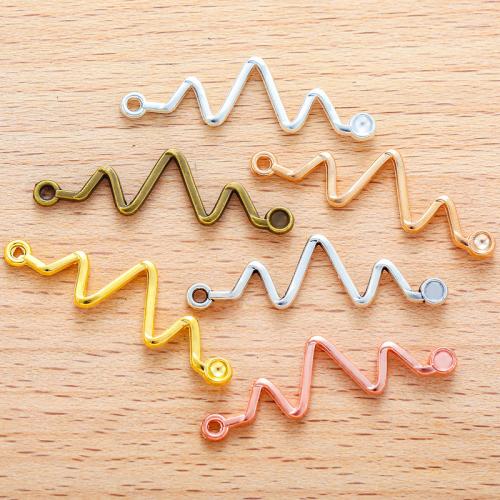 Tibetan Style Connector, Electrocardiographic, plated, DIY & 1/1 loop, more colors for choice, 23x10mm, 100PC/Bag, Sold By Bag