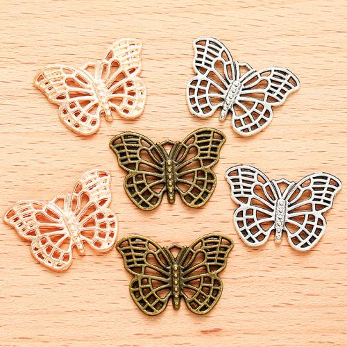 Pendentifs animaux en alliage de zinc, papillon, Placage, DIY & creux, plus de couleurs à choisir, 26x18mm, 100PC/sac, Vendu par sac