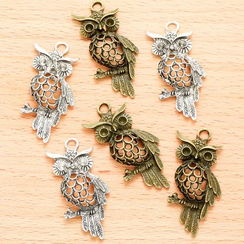 Tibetan Style Animal Pendants, Owl, plated, DIY & hollow, more colors for choice, 45x22mm, 100PC/Bag, Sold By Bag