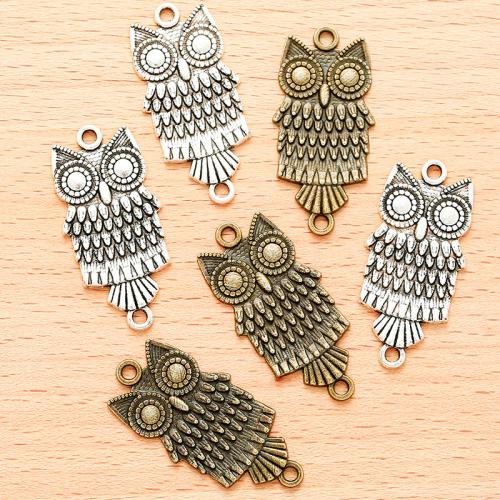 Animal Zinc Alloy Connector Owl plated DIY & 1/1 loop Sold By Bag