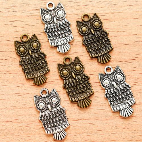 Tibetan Style Animal Pendants, Owl, plated, DIY, more colors for choice, 24x13mm, 100PC/Bag, Sold By Bag