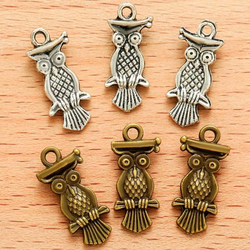 Tibetan Style Animal Pendants, Owl, plated, DIY, more colors for choice, 21x9mm, 100PC/Bag, Sold By Bag