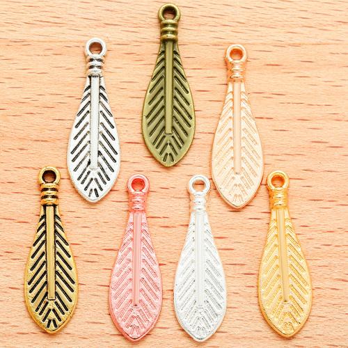 Tibetan Style Feather Pendants, plated, DIY, more colors for choice, 23x7mm, 100PC/Bag, Sold By Bag