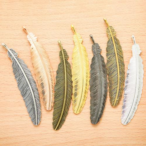 Tibetan Style Feather Pendants, plated, DIY, more colors for choice, 100PC/Bag, Sold By Bag