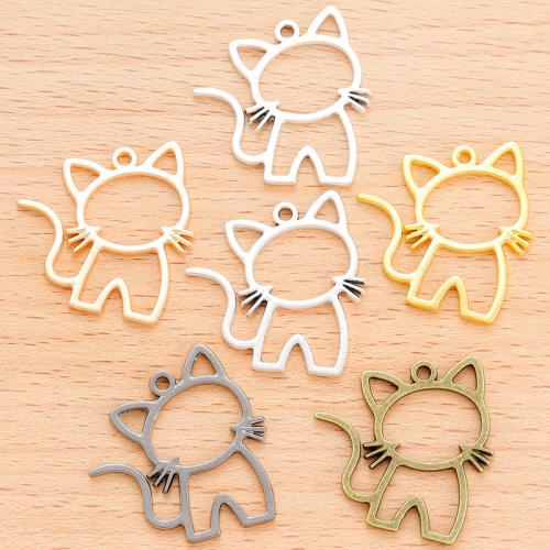 Zinc Alloy Animal Pendler, Cat, forgyldt, du kan DIY, flere farver til valg, 100PC/Bag, Solgt af Bag