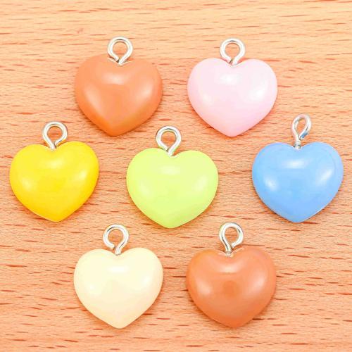 Resin Pendant, Heart, DIY, more colors for choice, 100PC/Bag, Sold By Bag