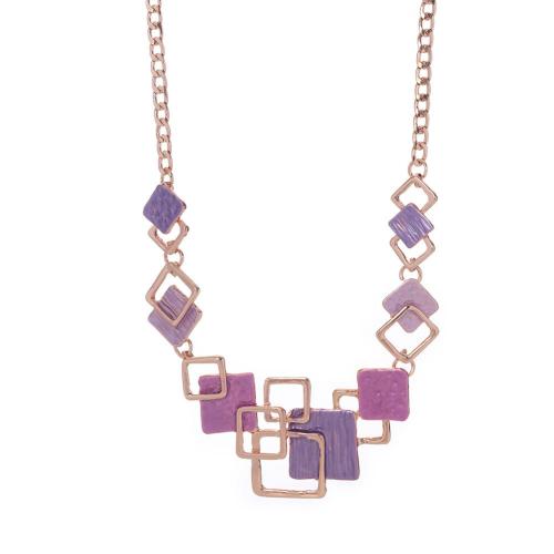 Tibetan Style Necklace, with 2.36inch extender chain, Geometrical Pattern, plated, sideways chain & for woman & enamel & hollow, more colors for choice, Length:Approx 16.93 Inch, Sold By PC