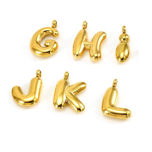 Pendentifs en acier inoxydable Lettre, Acier inoxydable 304, Lettre d’alphabet, Plaqué or 18K, DIY & styles différents pour le choix, 13.50x19mm, Vendu par PC