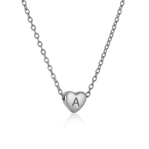 Acier inoxydable 304 collier, avec Acier titane, coeur, styles différents pour le choix & avec le motif de lettre & pour femme, couleur originale, Longueur:Environ 17.7 pouce, Vendu par PC