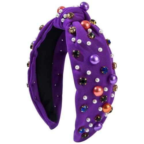 Klud Hair Band, med Plastic Pearl, for kvinde & med rhinestone, flere farver til valg, Solgt af PC