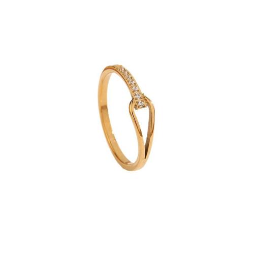 Bague acier titane, Plaqué or 18K, bijoux de mode & normes différentes pour le choix & pour femme & avec strass, doré, Vendu par PC