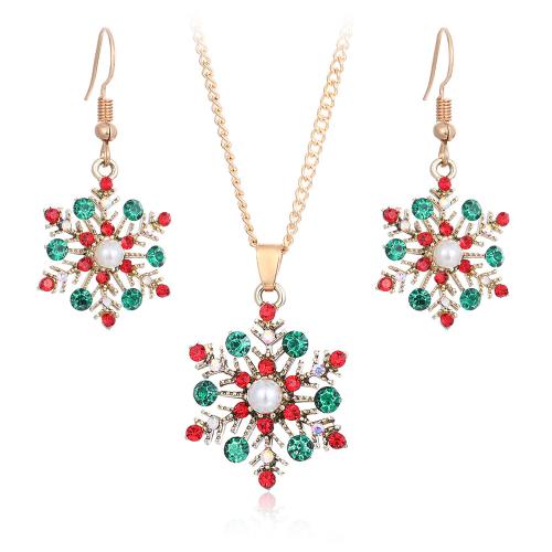 Tibetan Style Jewelry Set, with Plastic Pearl, Christmas Design & fashion jewelry & different styles for choice & for woman & with rhinestone, Sold By PC