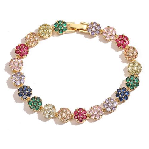 Cubic Zirconia Micro Pave Brass Bracelet, fashion jewelry & micro pave cubic zirconia & for woman, more colors for choice, Length:Approx 18 cm, Sold By PC