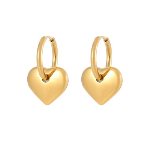 Titanium Steel  Earring, Heart, fashion jewelry & for woman, more colors for choice, 24x15mm, Sold By Pair