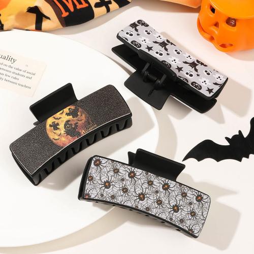 Muovi Hair Claw Clip, kanssa PU, Halloween koruja lahjaksi & Erilaisia ​​malleja valinta & naiselle, enemmän värejä valinta, 105x50mm, Myymät PC