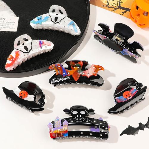 PVC Plastic Hair Claw Clip, Halloween Jewelry Gift & different styles for choice & for woman, more colors for choice, 105x50mm, Sold By PC