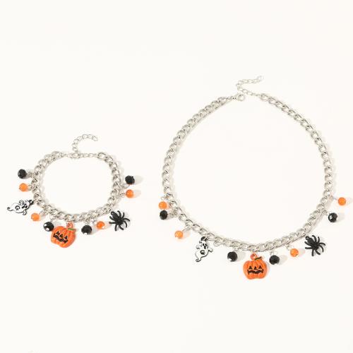 Zinc Alloy Jewelry Set bracelet & necklace with Acrylic 2 pieces & Halloween Jewelry Gift & for woman Sold By Set