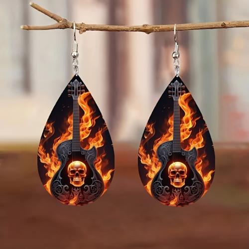 Nieuwe Hot Halloween sieraden en Decor, Hout, met 304 roestvrij staal, Halloween Jewelry Gift & voor vrouw, 76x35mm, Verkocht door pair