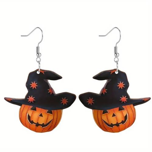 Nuevas joyas y decoraciones populares de Halloween, Acrílico, con acero inoxidable 304, Joyería de Halloween & para mujer, 27x30mm, Vendido por Par