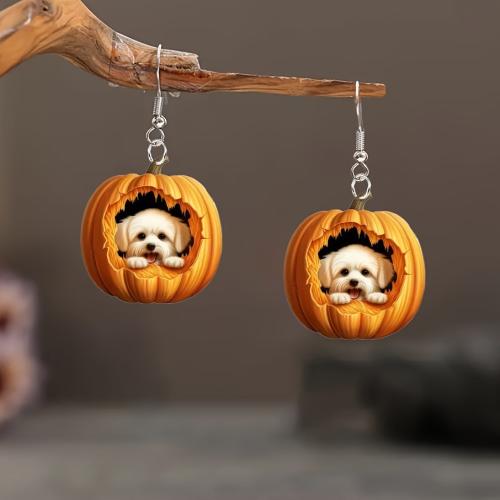 New Hot Halloween Jewelry and Decor, Acrylic, with 304 Stainless Steel, Halloween Jewelry Gift & for woman, 32x30mm, Sold By Pair