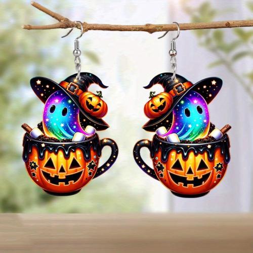 New Hot Halloween Jewelry and Decor, Acrylic, with 304 Stainless Steel, Halloween Jewelry Gift & for woman, 30x26mm, Sold By Pair