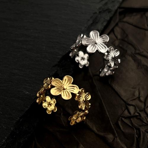 Stainless Steel Finger Ring, 304 Stainless Steel, Flower, fashion jewelry & Unisex, more colors for choice, Sold By PC