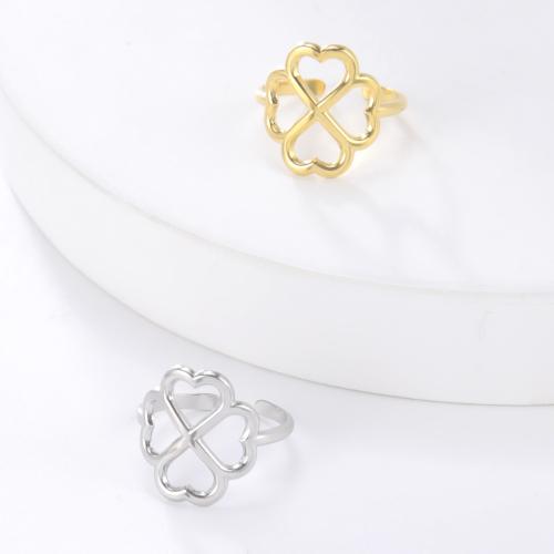 Stainless Steel Finger Ring, 304 Stainless Steel, Four Leaf Clover, fashion jewelry & Unisex, more colors for choice, Sold By PC