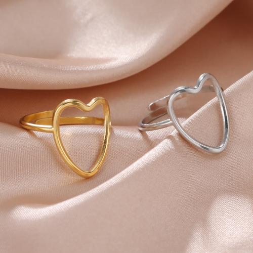 Stainless Steel Finger Ring, 304 Stainless Steel, Heart, fashion jewelry & Unisex, more colors for choice, Sold By PC