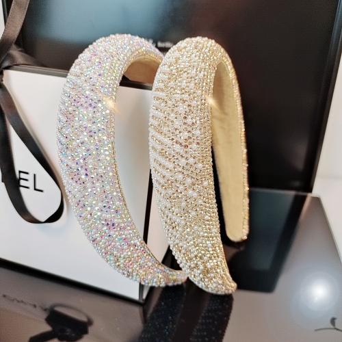 Hair Bands, Cloth, with Rhinestone & Plastic Pearl, fashion jewelry & for woman, more colors for choice, width 30mm, thickness 15mm, Sold By PC