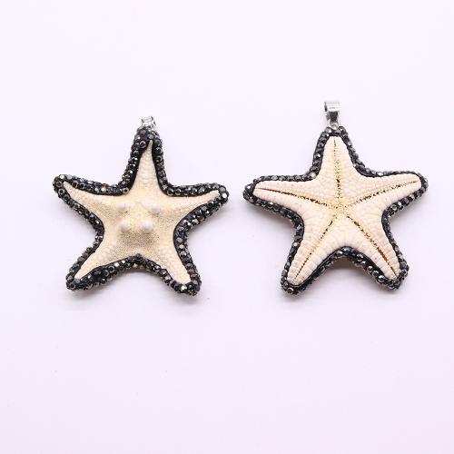 Shell Pendler, med Messing, Stjerne, sølvfarvet forgyldt, du kan DIY & med rhinestone, about:49x49-57x61mm, Solgt af PC