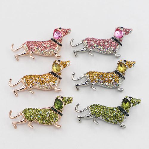 Tibetan Style Brooches, Dog, plated, Unisex & with rhinestone, more colors for choice, nickel, lead & cadmium free, 46x22x13mm, Sold By PC