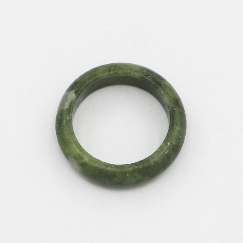 Gemstone Finger Ring, Pedra natural, Rosca, unissex, verde, 6mm, Diametro interno:Aprox 19mm, vendido por PC