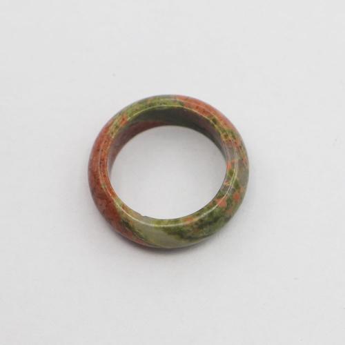 Natural Gemstone Finger Ring, Unakite, Donut, Unisex & different size for choice, green, 6mm, Sold By PC