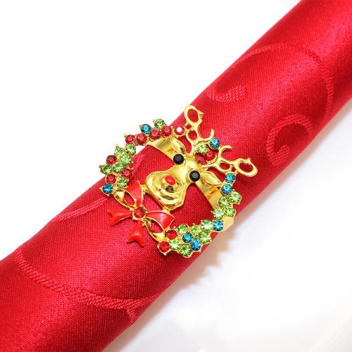 Tibetan Style Napkin Ring, gold color plated, Christmas Design & different styles for choice & enamel & with rhinestone, more colors for choice, nickel, lead & cadmium free, Sold By PC