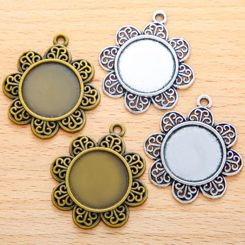 Tibetan Style Pendant Cabochon Setting, Flower, plated, DIY, more colors for choice, 39x35mm, 100PCs/Bag, Sold By Bag