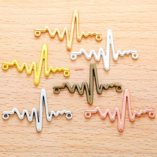 Tibetan Style Connector, Electrocardiographic, plated, DIY & 1/1 loop, more colors for choice, 37x24mm, 100PCs/Bag, Sold By Bag