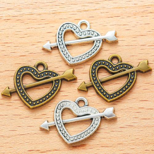 Tibetan Style Heart Pendants, plated, DIY, more colors for choice, 25x16mm, 100PCs/Bag, Sold By Bag