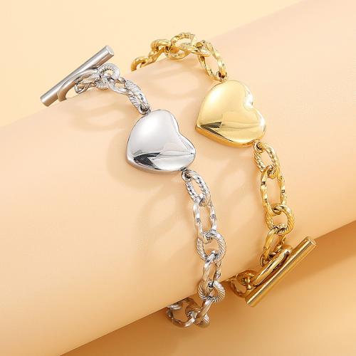 Titanium Steel Bracelet & Bangle Heart plated for man Length 20 cm Sold By PC