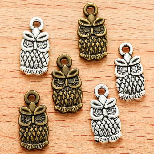 Tibetan Style Animal Pendants, Owl, plated, DIY, more colors for choice, 15x7mm, 100PCs/Bag, Sold By Bag