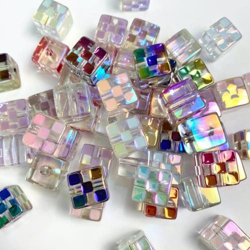 Acrylic Jewelry Beads, Square, DIY & enamel, more colors for choice, 14mm, Hole:Approx 3.5mm, 10PCs/Bag, Sold By Bag