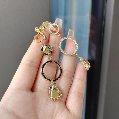 Tibetan Style Drop Earrings, gold color plated, fashion jewelry & with rhinestone, golden, nickel, lead & cadmium free, 22x80mm, Sold By Pair