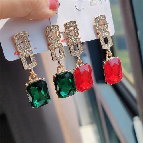 Tibetan Style Drop Earrings, plated, fashion jewelry & with rhinestone, more colors for choice, nickel, lead & cadmium free, 13x50mm, Sold By Pair