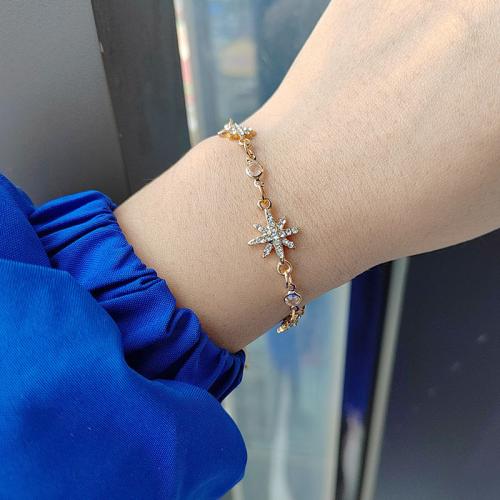 Tibetan Style Bracelet, gold color plated, fashion jewelry & with rhinestone, golden, nickel, lead & cadmium free, Length:14 cm, Sold By PC